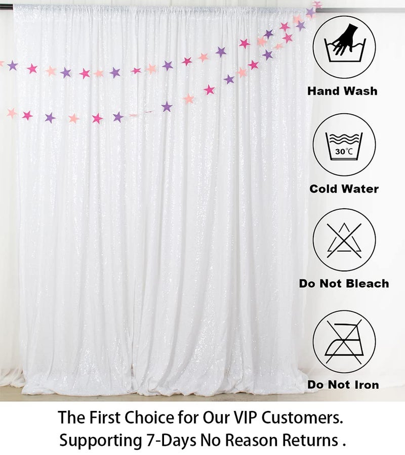 ShiDianYi 8 X 8, White Sequin Backdrop, Sparkling Photography Prop for Party & Wedding - Image 5